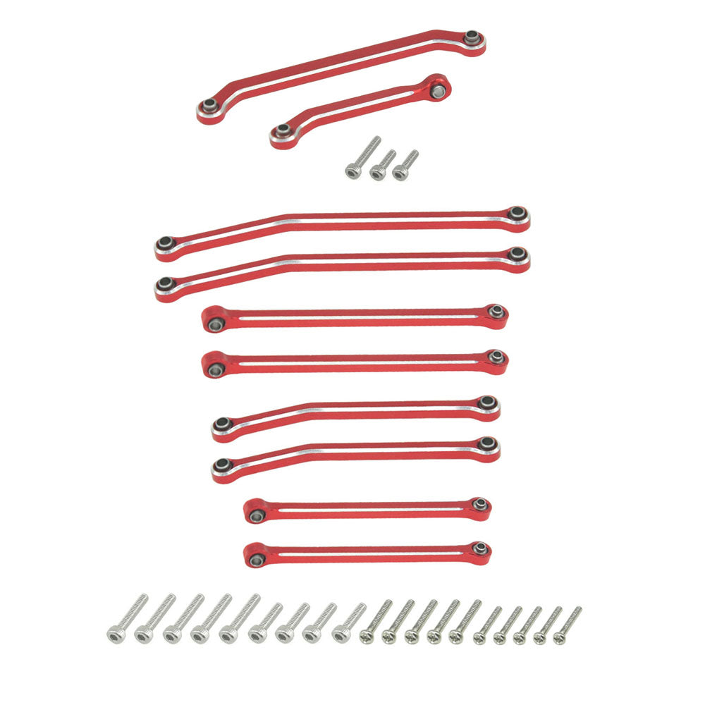 Powerhobby Aluminum Chassis Links + Steering Links Red Axial SCX30