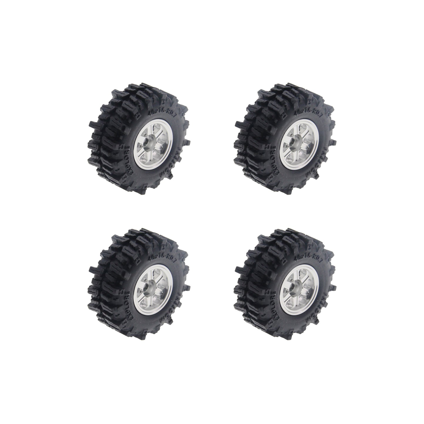 Powerhobby Axial SCX30 0.7" Brass Wheels / Tires (4) Silver Type B