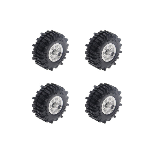 Powerhobby Axial SCX30 0.7" Brass Wheels / Tires (4) Silver Type B