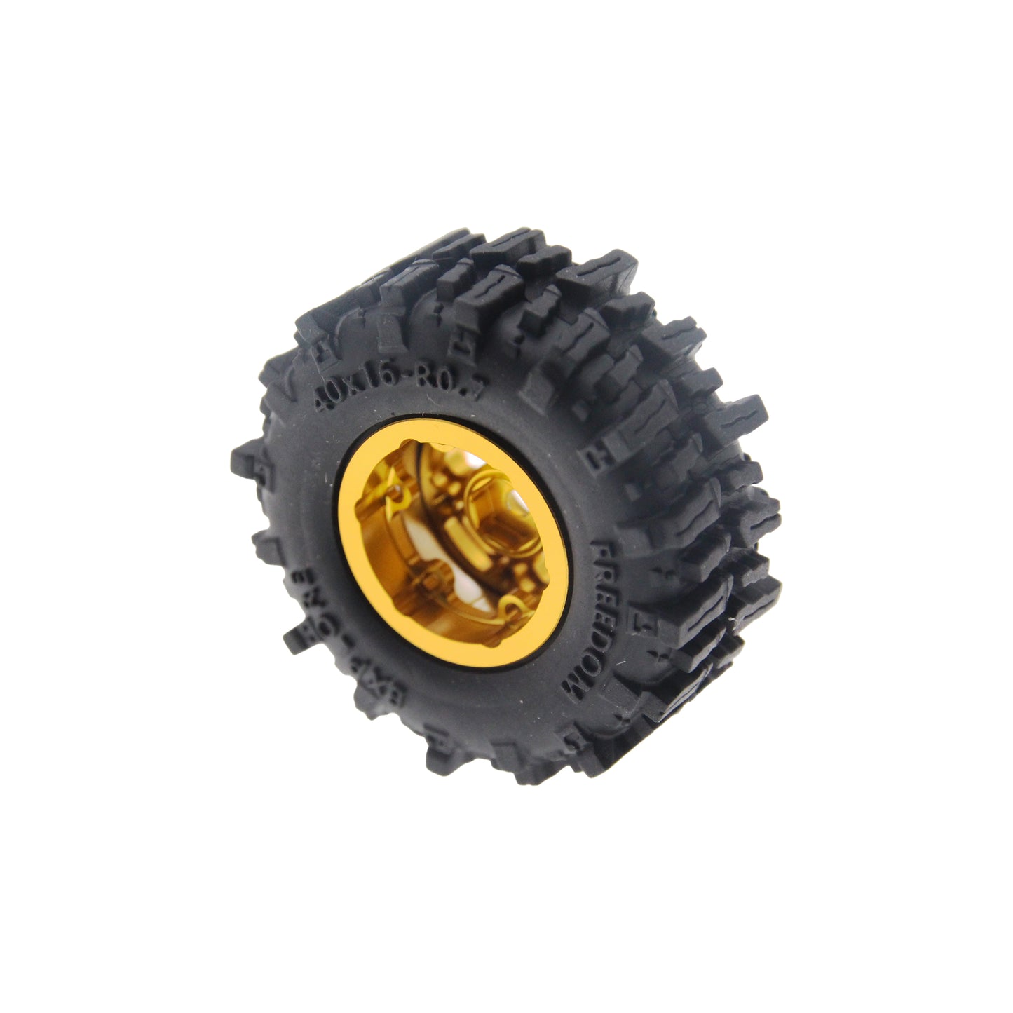 Powerhobby Axial SCX30 0.7" Brass Wheels / Tires (4) Gold Type B