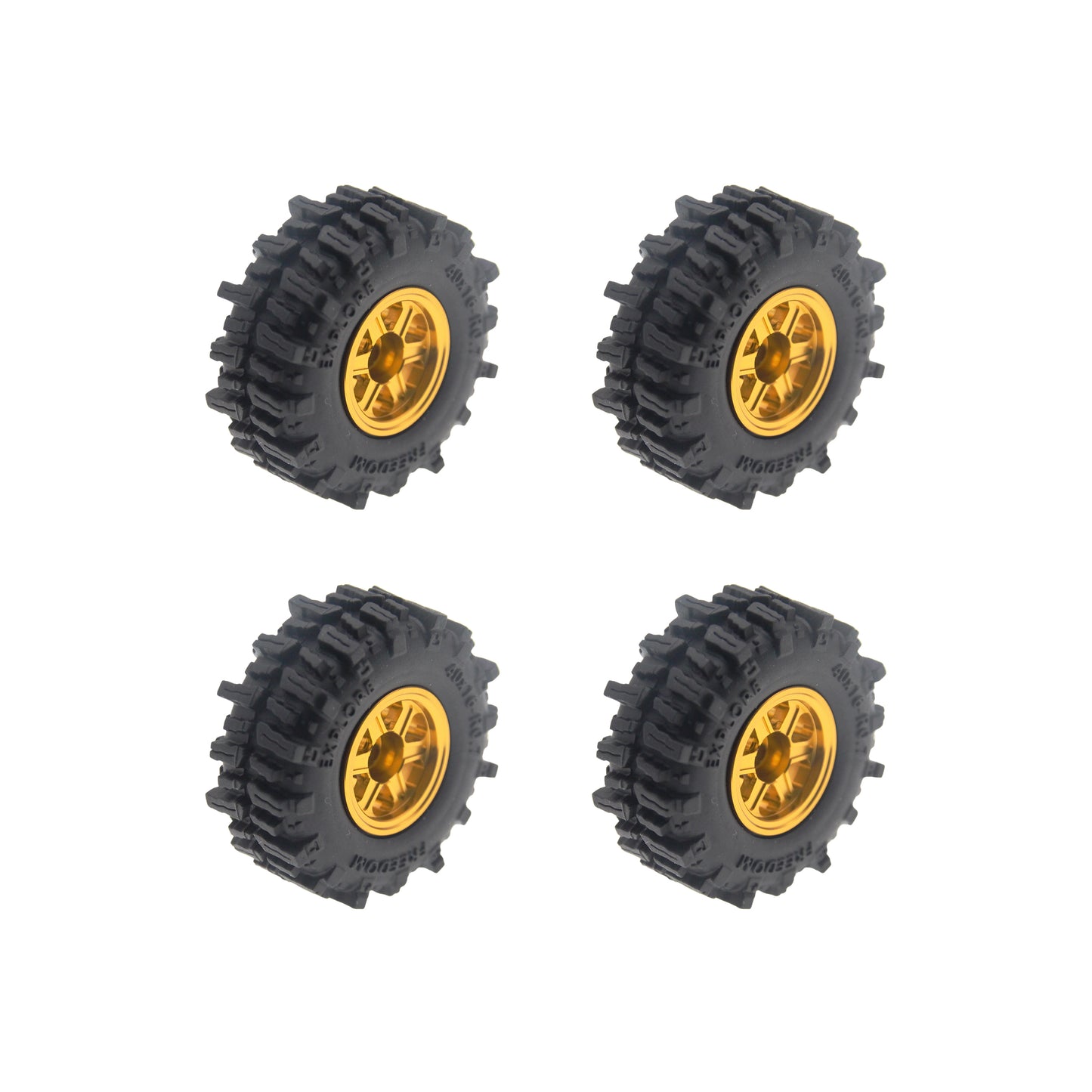 Powerhobby Axial SCX30 0.7" Brass Wheels / Tires (4) Gold Type B