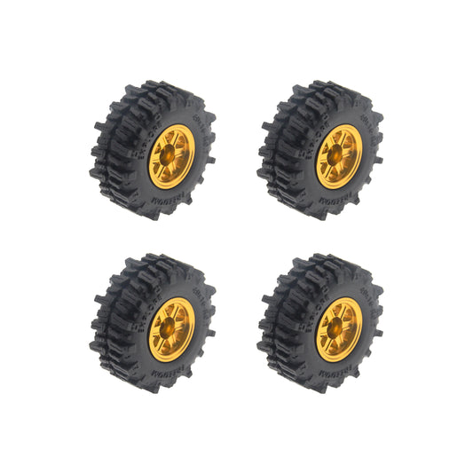 Powerhobby Axial SCX30 0.7" Brass Wheels / Tires (4) Gold Type B