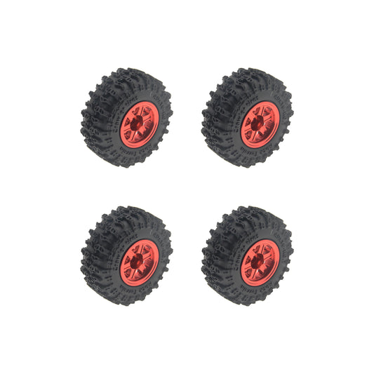 Powerhobby Axial SCX30 0.7" Brass Wheels / Tires (4) Red Type B