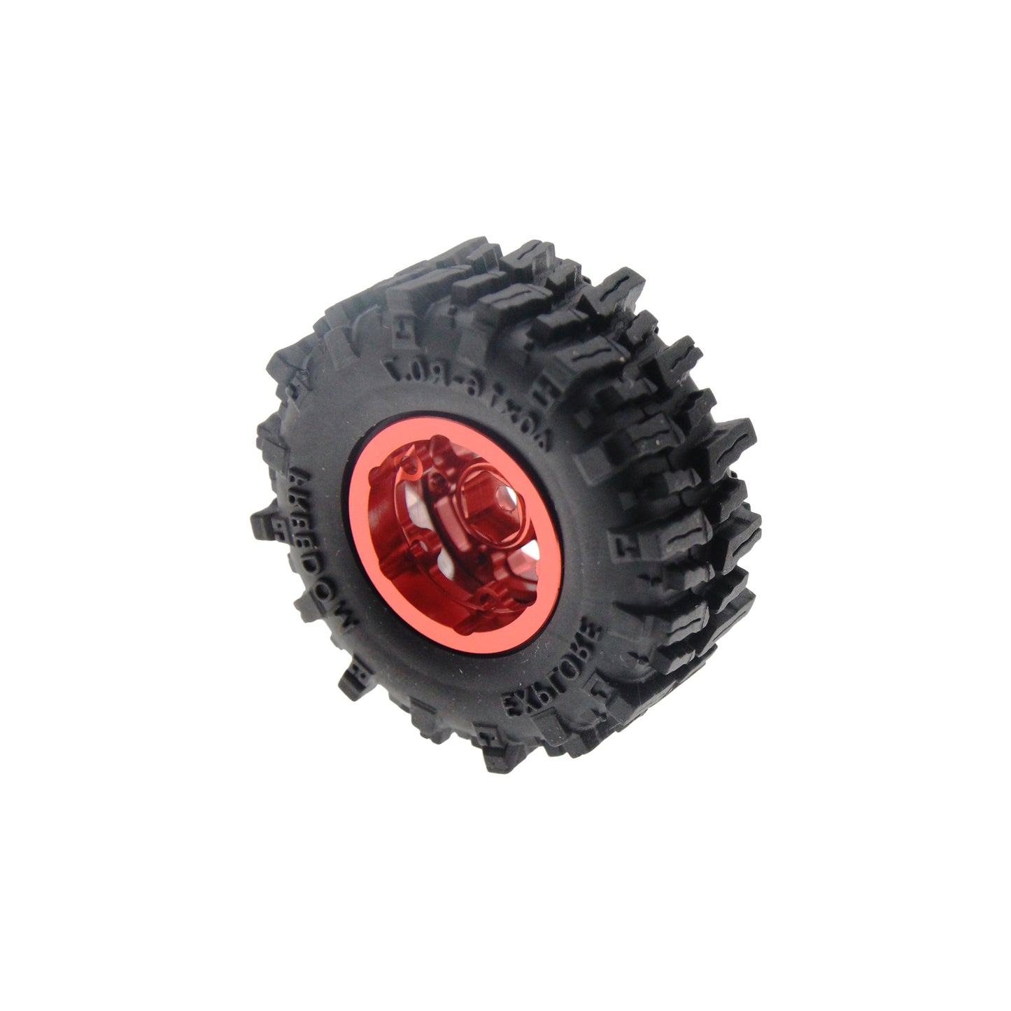 Powerhobby Axial SCX30 0.7" Brass Wheels / Tires (4) Red Type B