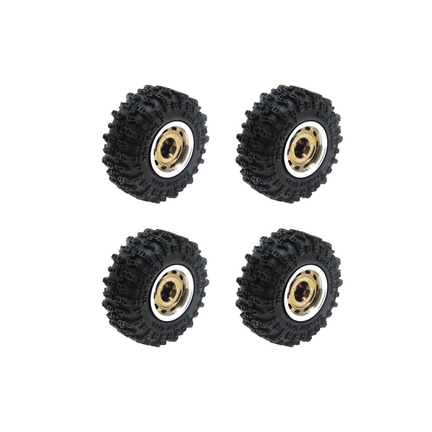 Powerhobby Axial SCX30 0.7" Beadlock Brass Wheels / Tires (4) Gold Type A