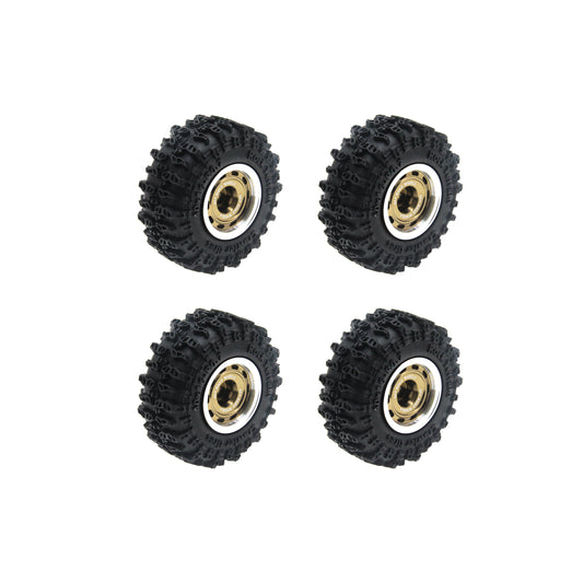 Powerhobby Axial SCX30 0.7" Beadlock Brass Wheels / Tires (4) Gold Type A