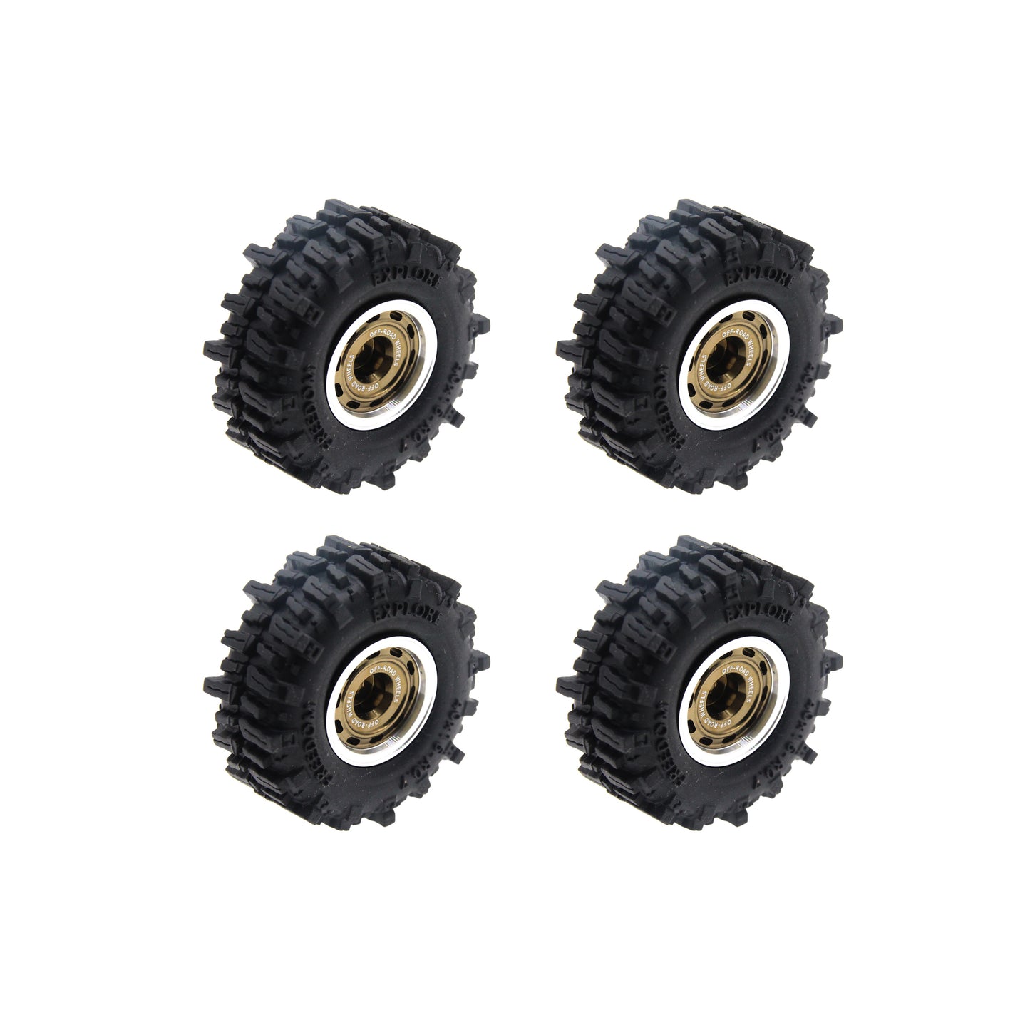 Powerhobby Axial SCX30 0.7" Beadlock Brass Wheels / Tires (4) Gold Type B