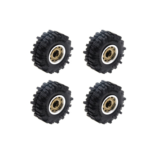 Powerhobby Axial SCX30 0.7" Beadlock Brass Wheels / Tires (4) Gold Type B