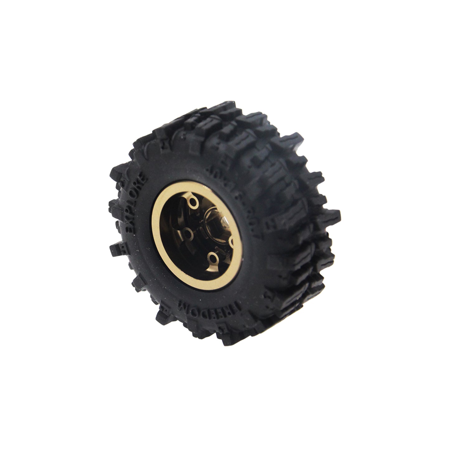 Powerhobby Axial SCX30 0.7" Beadlock Brass Wheels / Tires (4) Gold Type B
