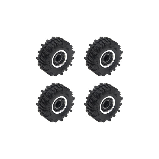 Powerhobby Axial SCX30 0.7" Beadlock Brass Wheels / Tires (4) Black Type B