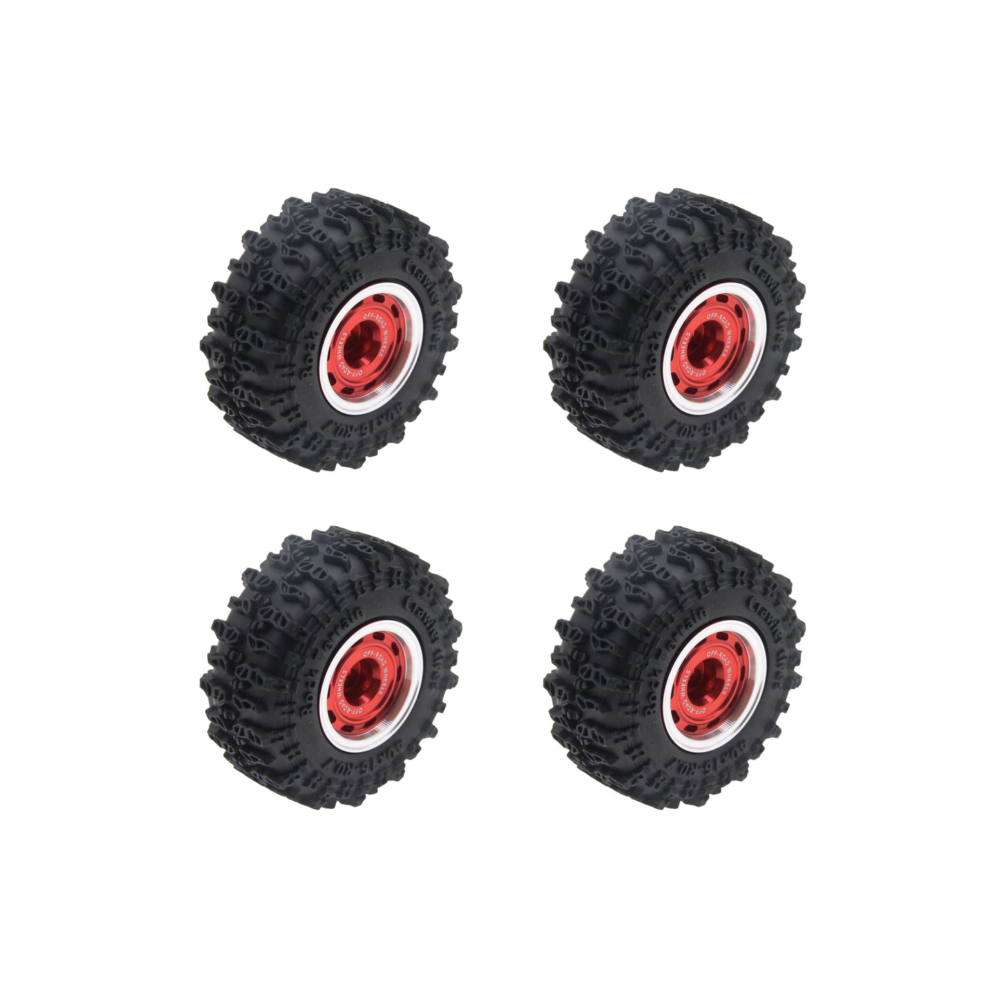 Powerhobby Axial SCX30 0.7" Beadlock Brass Wheels / Tires (4) Red Type A
