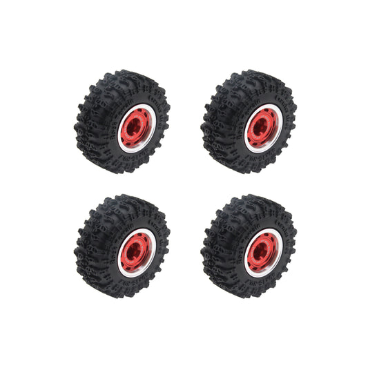 Powerhobby Axial SCX30 0.7" Beadlock Brass Wheels / Tires (4) Red Type A