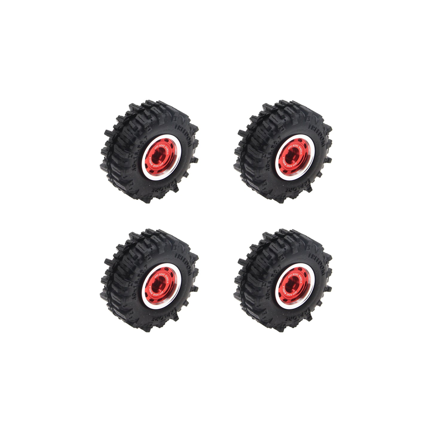 Powerhobby Axial SCX30 0.7" Beadlock Brass Wheels / Tires (4) Red Type B