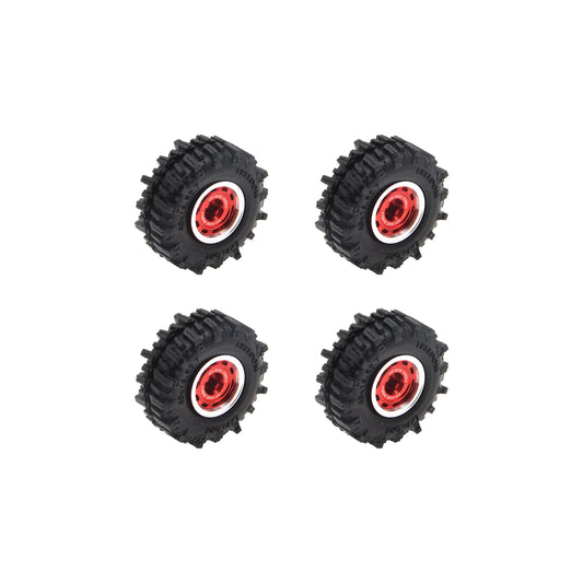 Powerhobby Axial SCX30 0.7" Beadlock Brass Wheels / Tires (4) Red Type B