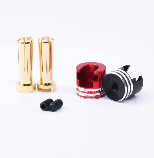 Powerhobby Heatsink Bullet Plug Grips w/5mm Bullets (Black/Red)