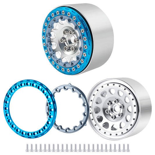 Powerhobby 2.2" Aluminum Wheels Blue / Silver (4) 1/10 Rock Crawler
