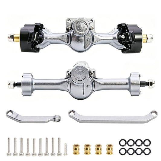 Powerhobby Axial SCX30 Front + Rear Aluminum Complete Axles Silver.