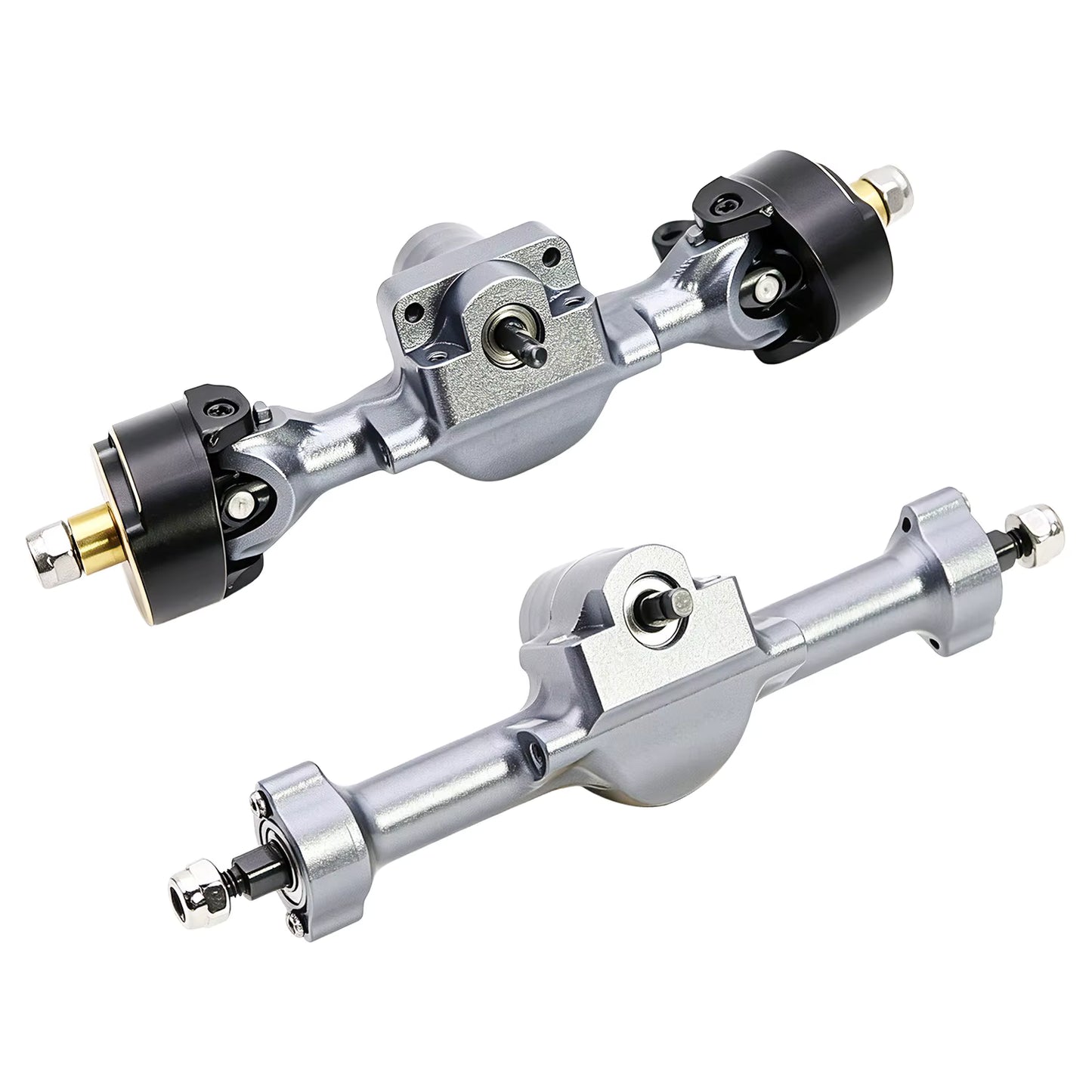 Powerhobby Axial SCX30 Front + Rear Aluminum Complete Axles Silver.