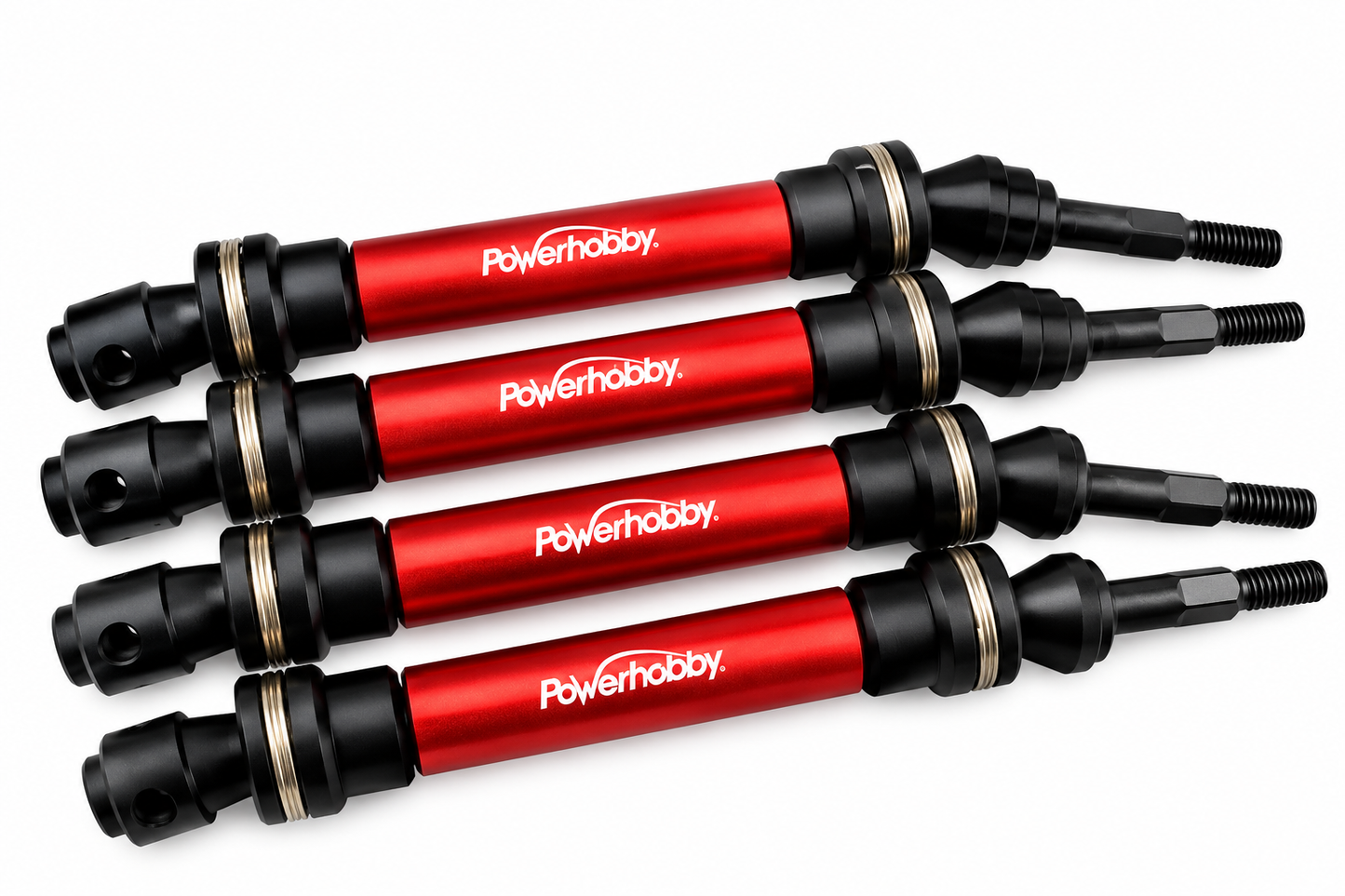 Powerhobby Front &amp; Rear HD Steel Driveshafts / CVD Red FOR Traxxas Slash 2WD