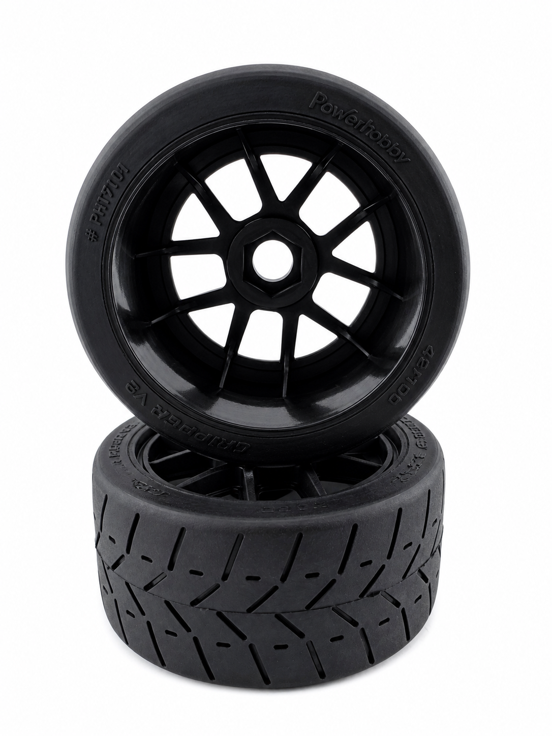 Powerhobby 1/8 Gripper 42/100 Belted Mounted Tires 17mm Black Wheels V2