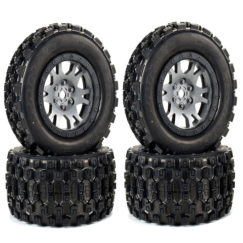 Pro-Line Badlands MX43 Pro-Loc Mounted Tires / Wheels Gray (4) X-Maxx