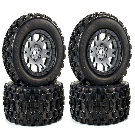 Pro-Line Badlands MX43 Pro-Loc Mounted Tires / Wheels Gray (4) X-Maxx