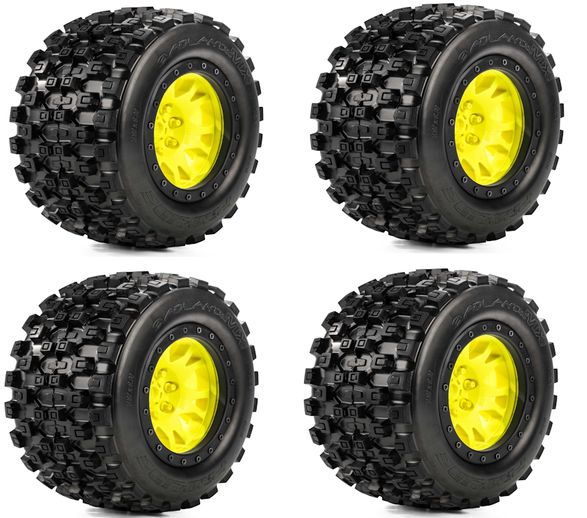 Pro-Line Yellow Badlands MX43 Pro-Loc Mounted Tires / Wheels (4) X-Maxx XMAXX