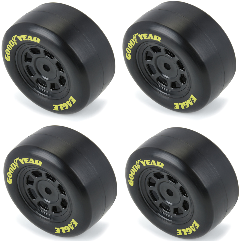 Pro-Line 1/12 Goodyear Eagle Truck/Retro Tire F/R MTD Black Wheels (4) : NASCAR