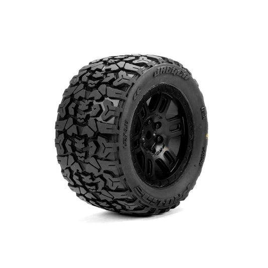 Pro-Line 1034610 Jaeger MT Tires (2) on Black Split Six Wheels ARRMA Mini Kraton.