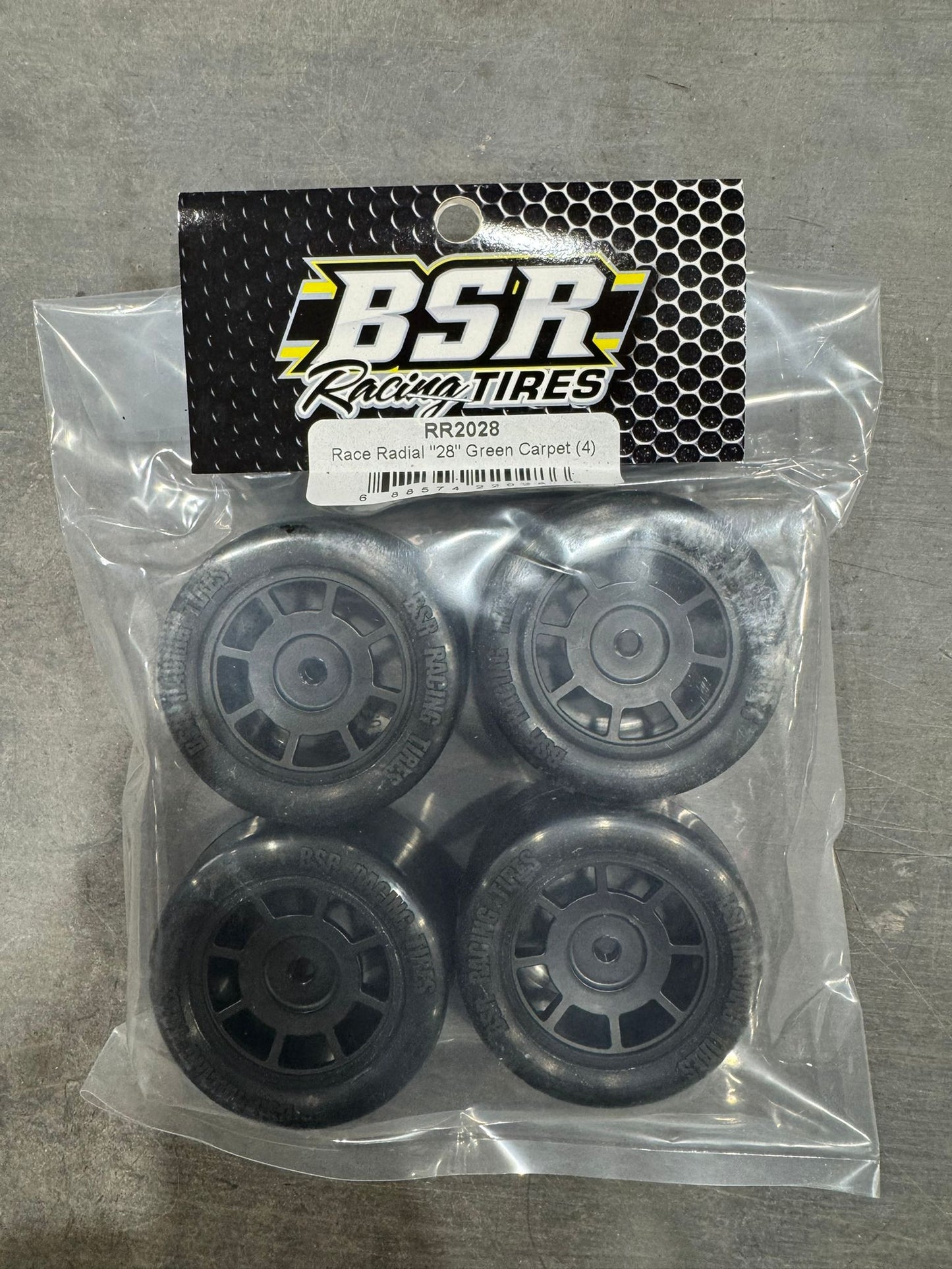 BSR RR2028 Race Radial "28" Green Carpet Tires (4) Losi Nascar