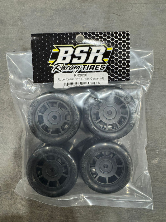 BSR RR2028 Race Radial "28" Green Carpet Tires (4) Losi Nascar
