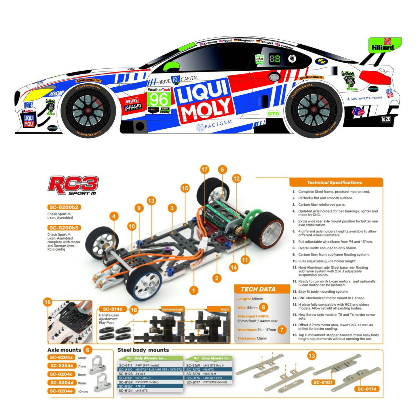 Scaleauto BMW M6 GT3 Daytona White Kit RC3 1/24 Slot Car SC-7106RC3
