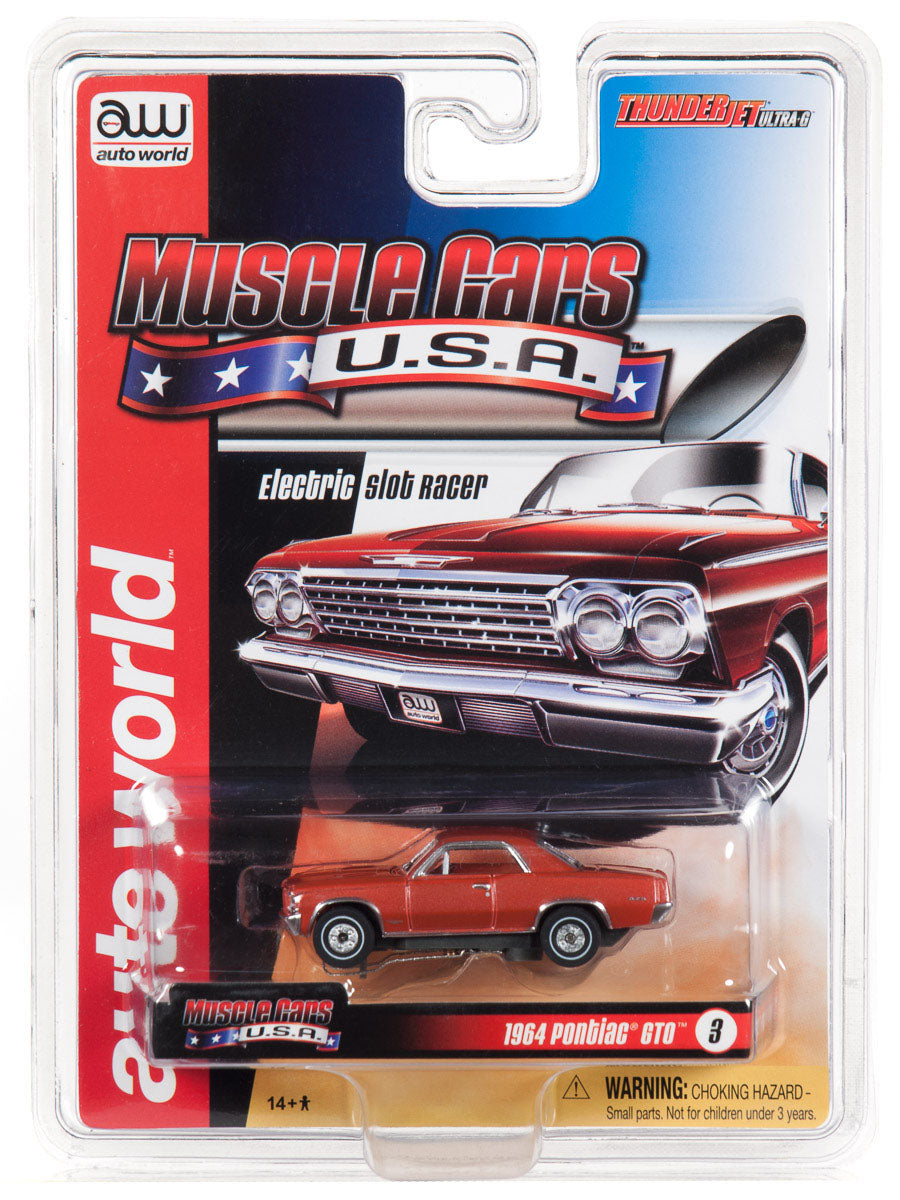 Auto World 1964 Pontiac GTO Red Thunderjet R25 HO Slot Car SC340 for AFX