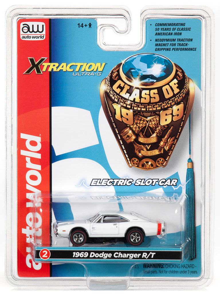 Auto World 1969 Dodge Charger R/T White R27 HO Slot Car SC343 fits