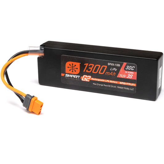 Spektrum 11.1V 1300mAh 3S 30C Smart G2 LiPo Battery: IC2