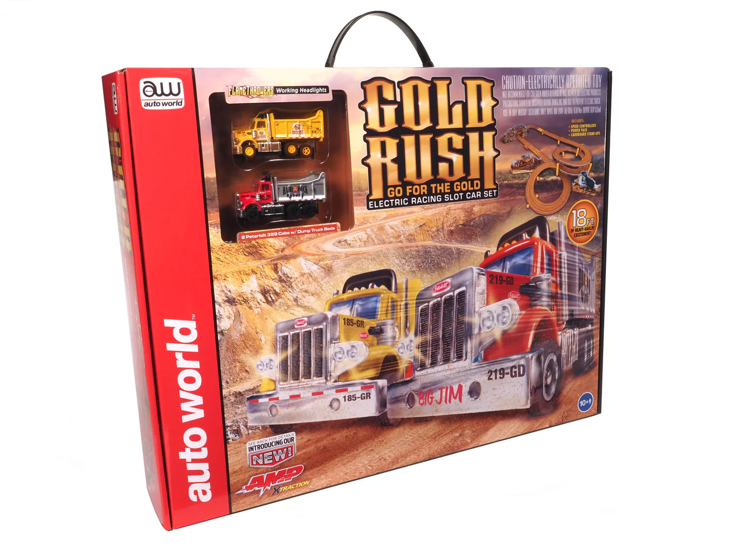 Auto World Gold Rush Peterbilt Dump Trucks for AFX HO Slot Car Set SRS357