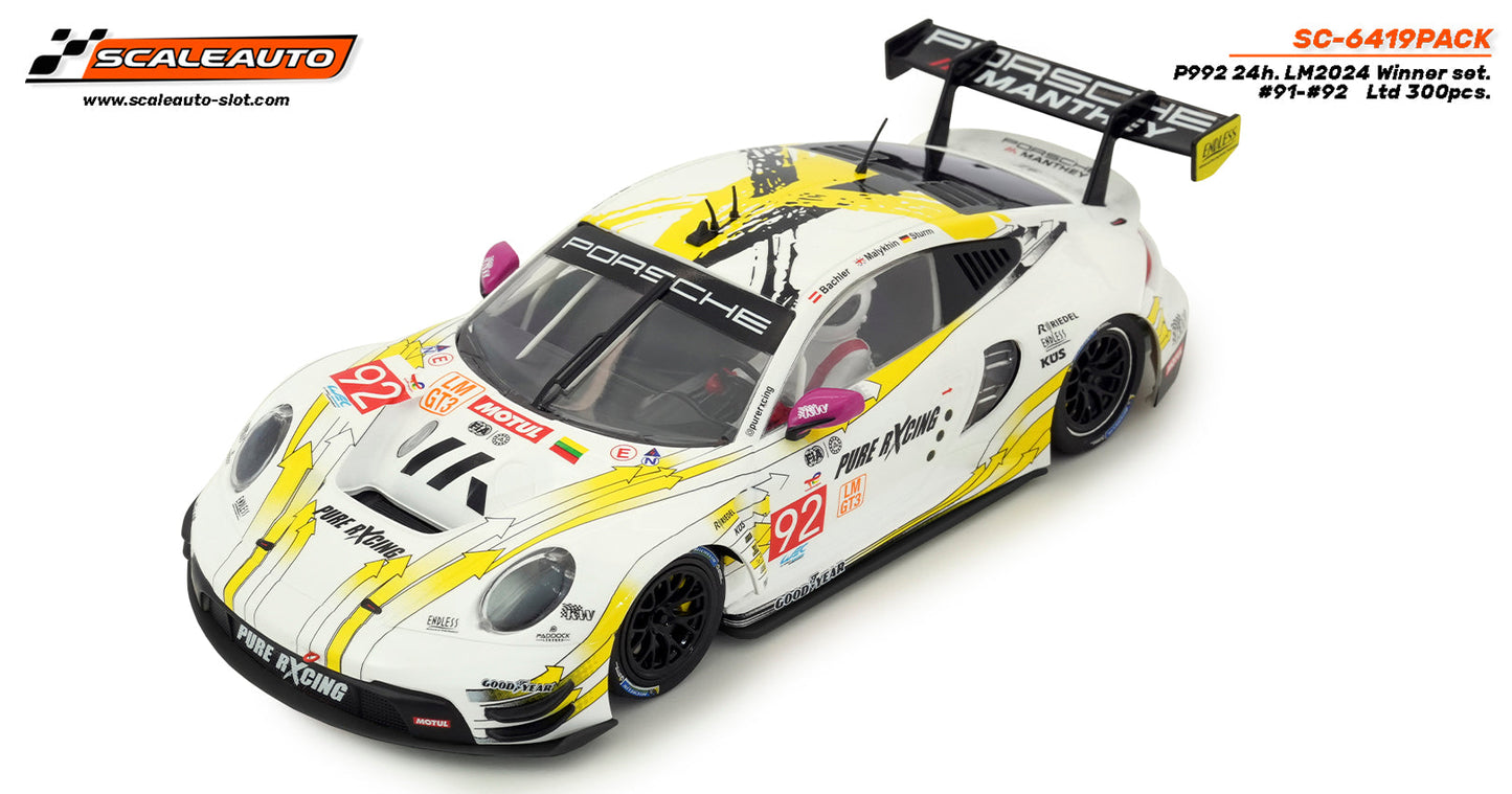 Scaleauto Porsche 911 GT3 R (992) Le Mans 24h 2024 Twin Pack 1/32 Slot Car