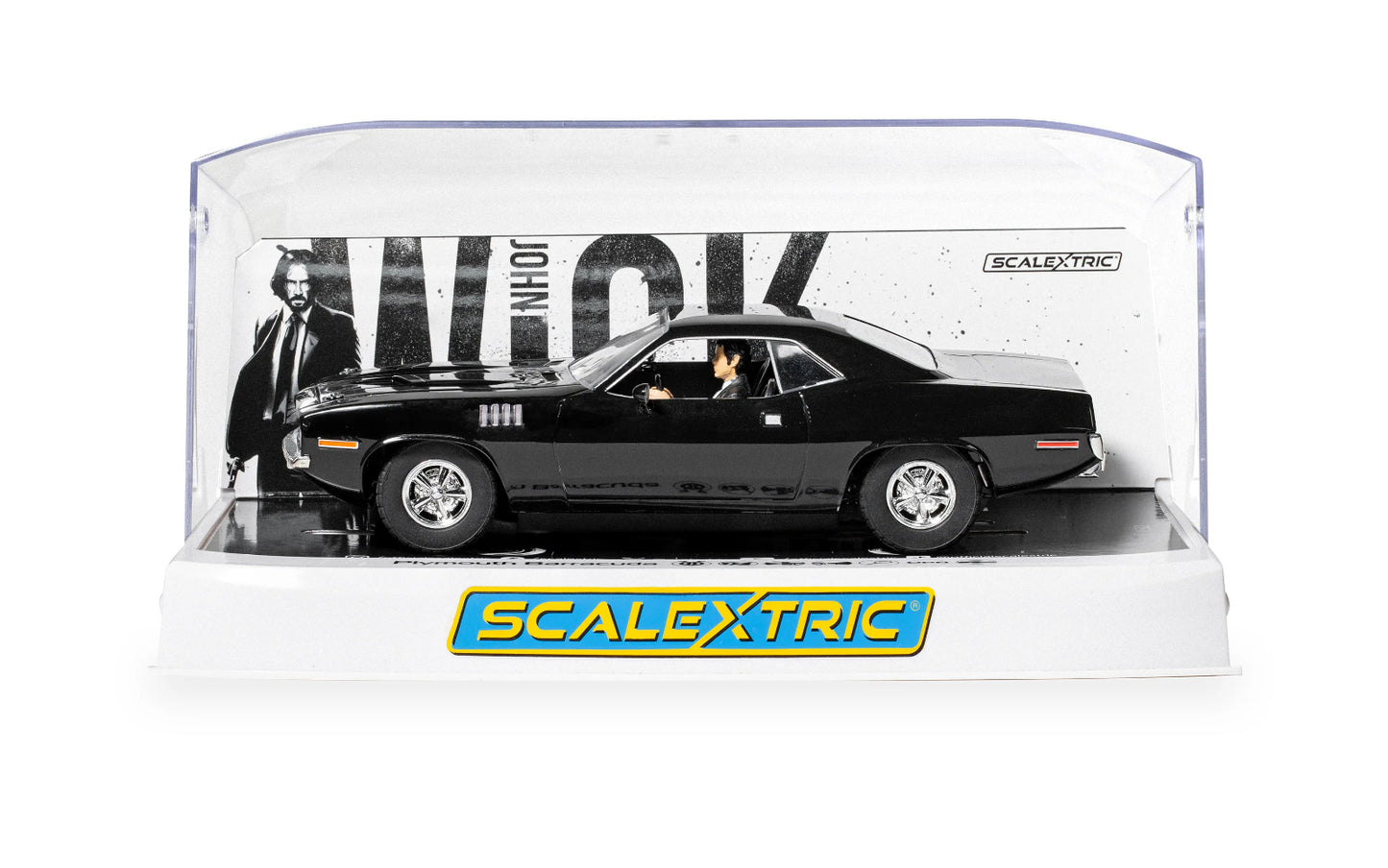 Scalextric C4595 Plymouth Barracuda John Wick Chapter 4 1/32 Slot Car DPR.