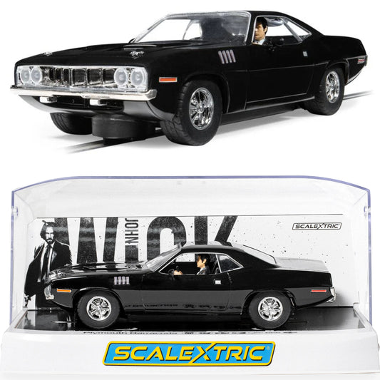 Scalextric C4595 Plymouth Barracuda John Wick Chapter 4 1/32 Slot Car DPR.
