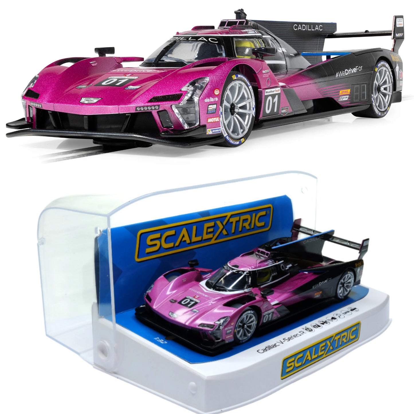 Scalextric C4611 Cadillac V-Series R Road Atlanta 2024 Pink 1/32 Slot Car DPR.