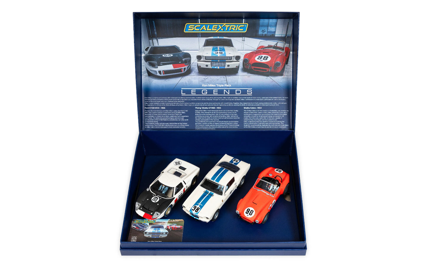 Scalextric C4619A Ken Miles Triple Pack 1/32 Slot Car Ford GT40 GT350 Cobra