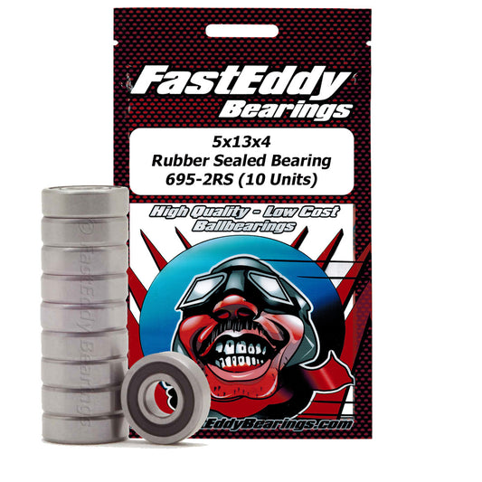 Fasteddy 5x13x4 Rubber Sealed Bearing 695-2RS 10 Units
