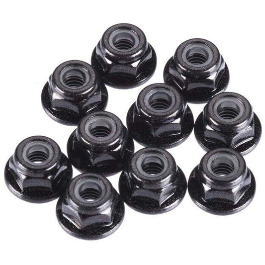 Tekno RC TKR1212 M4 Locknuts Flanged/Black/Serrated (10) - PowerHobby