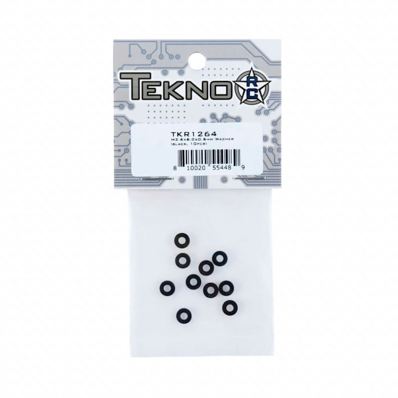 Tekno RC 1264 – M2.6×6.0x0.5mm Washer (black, 10pcs)