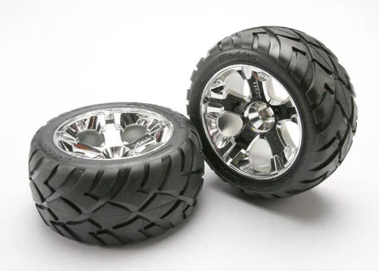Traxxas TRA5577R Front All-Star Wheels w/Anaconda Tires Nitro Stampede Rustler - PowerHobby