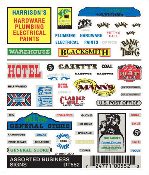 Woodland Scenics DT552 Assorted Business Signs Train Decal Sheet.