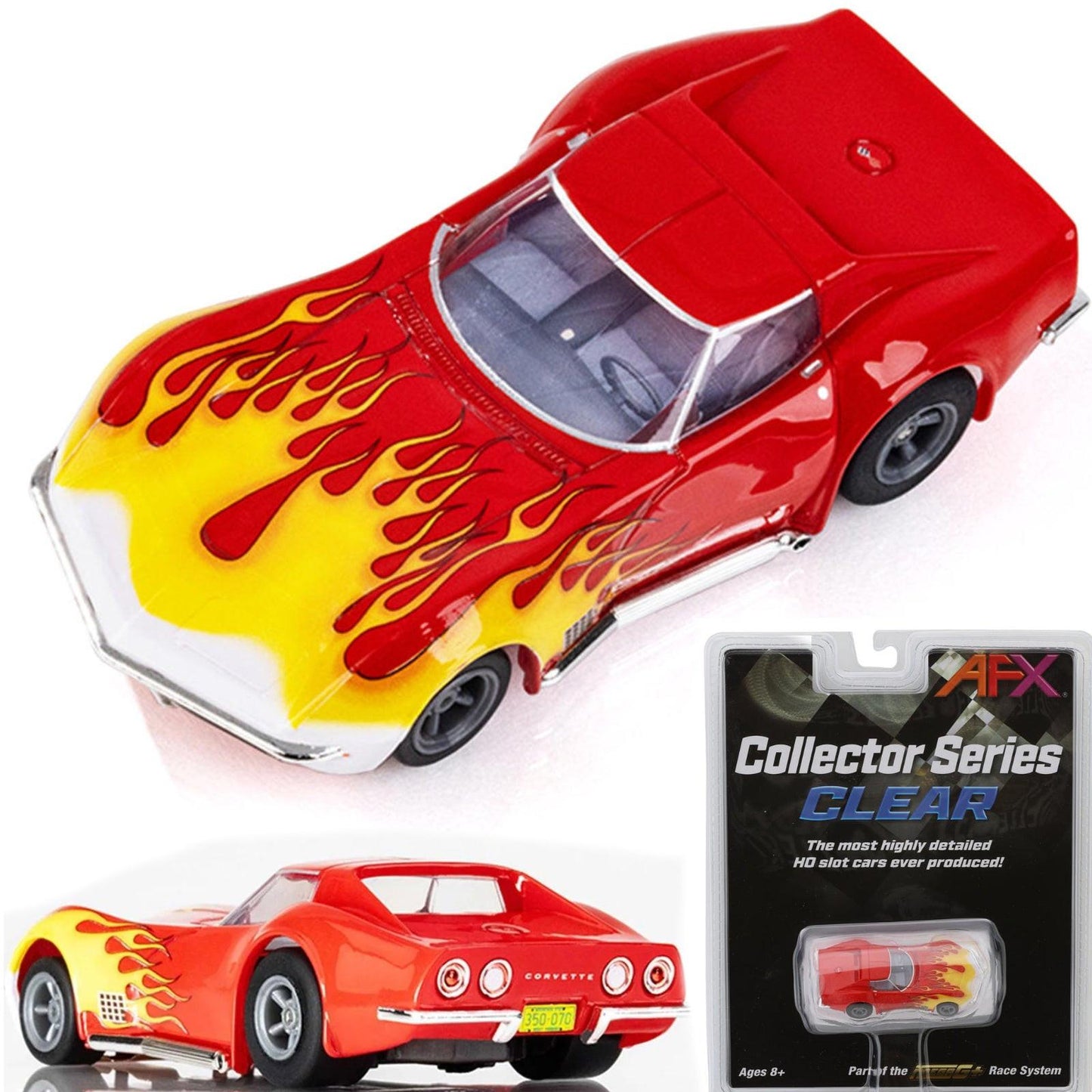 AFX 22055 Corvette 1970 Red w Yellow Wildfire Ho Slot Car