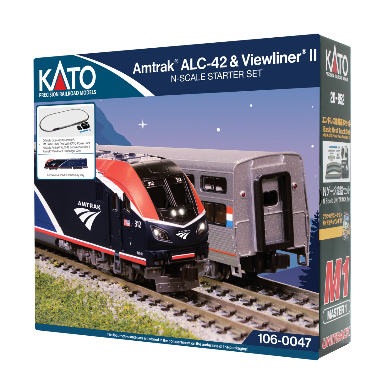 KATO 106-0047 N Scale Amtrak ALC-42 Phase VII Charger & Viewliner II Starter Set