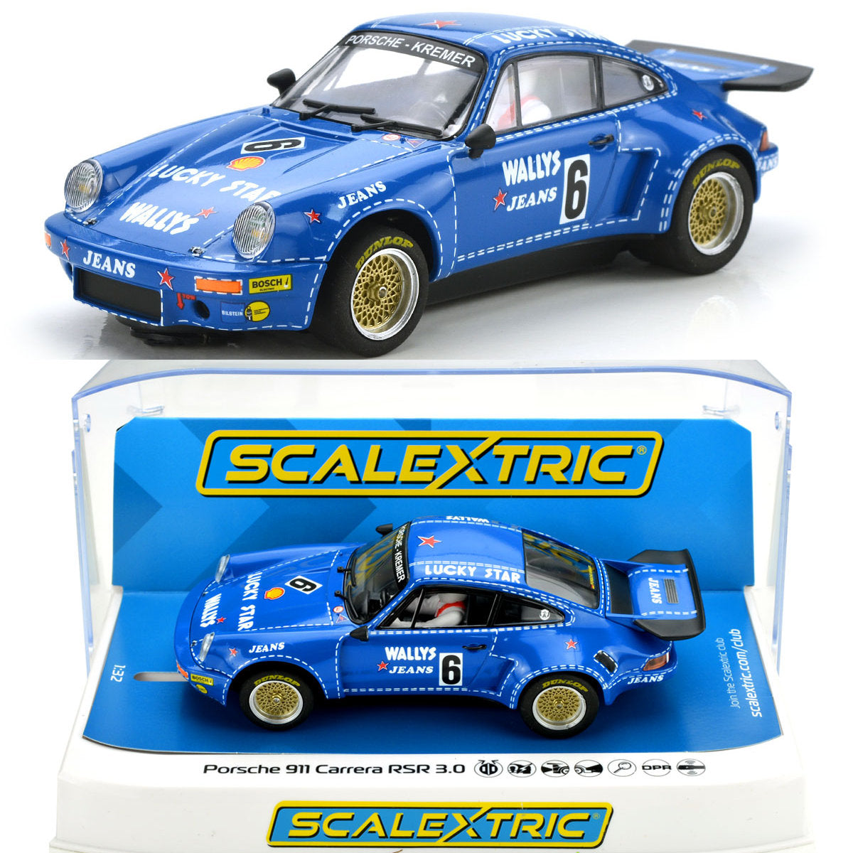 Scalextric Porsche 911 Carrera RSR 3.0 Wallys Jeans. 1/32 Slot Car C4398 for SCX