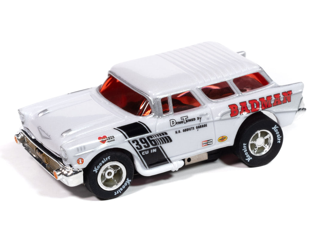 Auto World Exclusive '57 Chevy Nomad Badman White HO Slot Car for